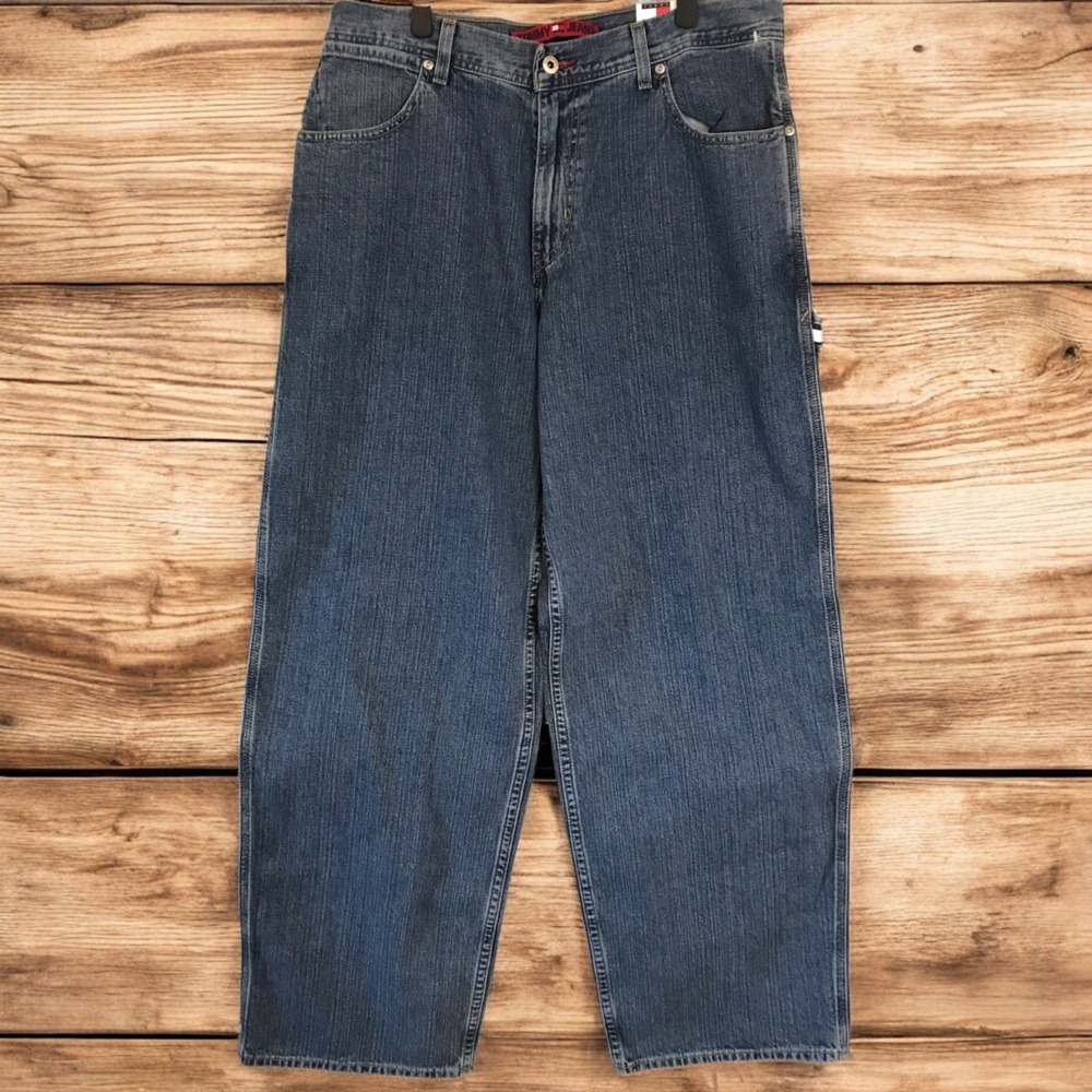 VTG 2003 Men 35x32 Tommy Hilfiger Carpenter‎ Jeans  Baggy Wide Leg Skater Y2K - Picture 6 of 9